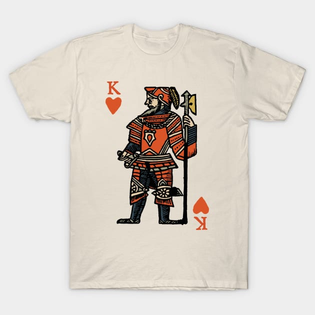 Vintage Character of Playing Card King of Hearts T-Shirt by KewaleeTee